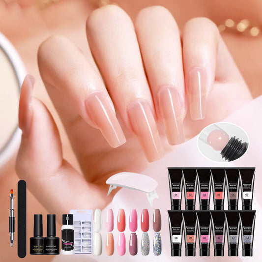 Kit de uñas de gel de manicura de 15 piezas con lámpara de uñas