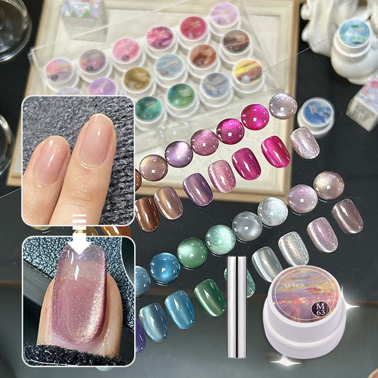 Juego de esmaltes de uñas en gel Cat Eye con barra magnética